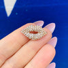 Diamond Kiss Lapel Pin | 0.9" Glam Rhinestone Gold Pin Brooch by The Bullish Store